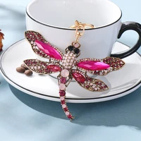european and american fashion color diamond hollow dragonfly alloy keychain creative exquisite gift key chain accessories