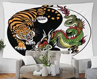 Home Decor Tapestry Dragon Tiger Yin Yang Symbol Harmony Balance Dorm Room Bedroom Living Room