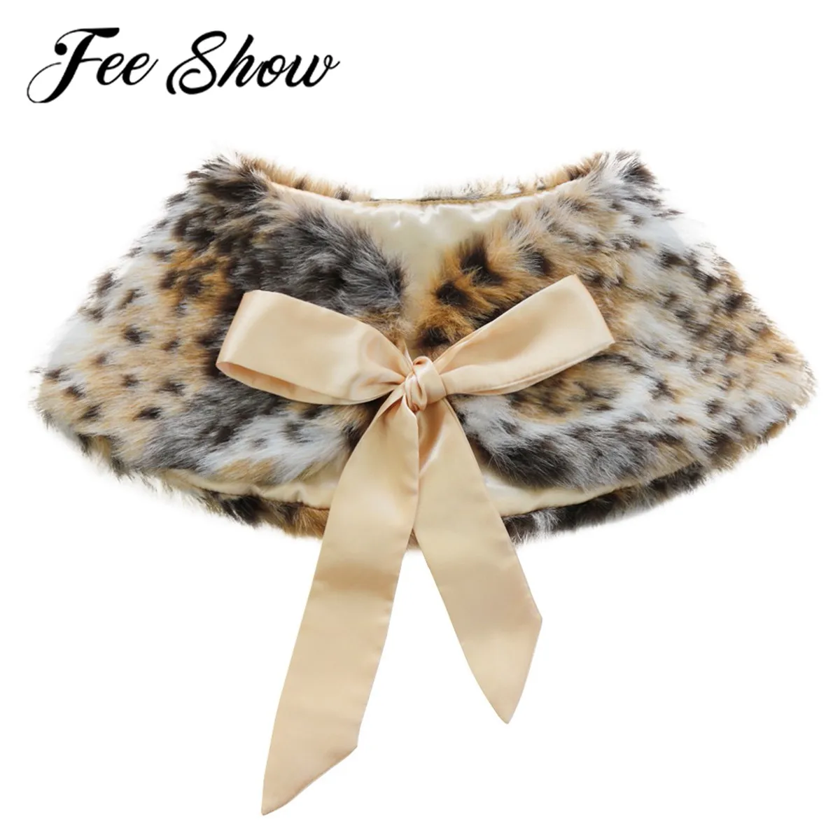 

Elegant Faux Fur Shrug For Kis Girls Children Autumn Winter Ribbon Ties Cape Cloak Jacket Cardigan Coat Bridesmaid Dress Shawl