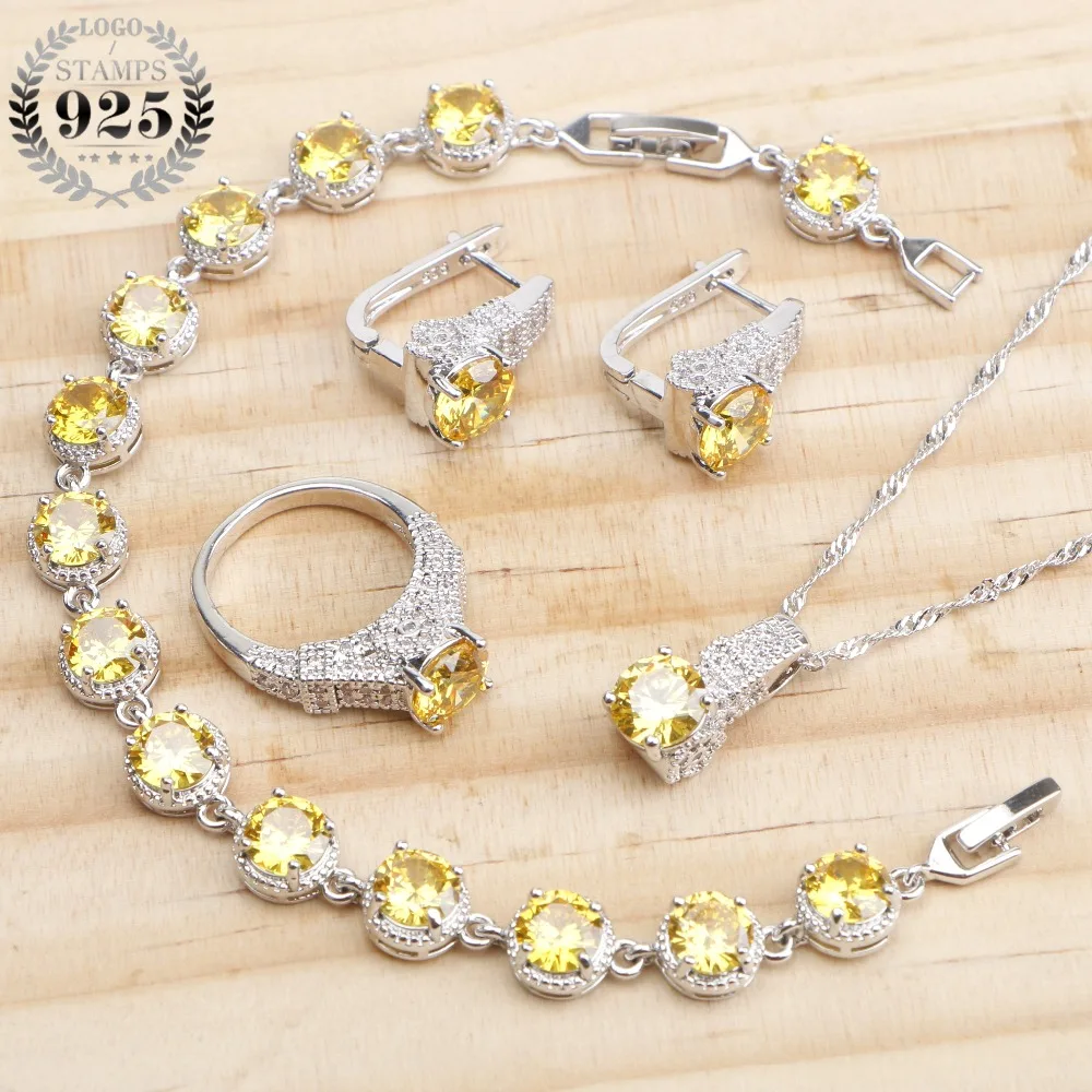 Ювелирные наборы из стерлингового серебра 925 пробы с кубическим цирконием для