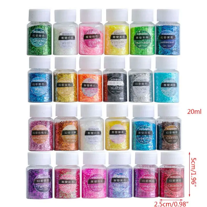 

24 Bottles Nail Art Sequins Shinning Filling Flash Glitter Powder UV Epoxy Resin Pigment Dust Manicure DIY Fingers Beauty Decor