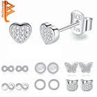 Милые крошечные 925 стерлингового серебра с изображением луны и звезд, с рисунками кошки и бабочки, сердце, серьги со шпилькой, для женщин, высокое качество кубический циркон серьги ювелирные изделия