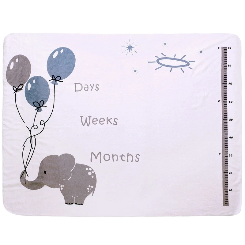

1Set Baby Monthly Record Growth Milestone Blanket Newborn Photography Prop Cloth Bunny Balloon, Elephant Balloon
