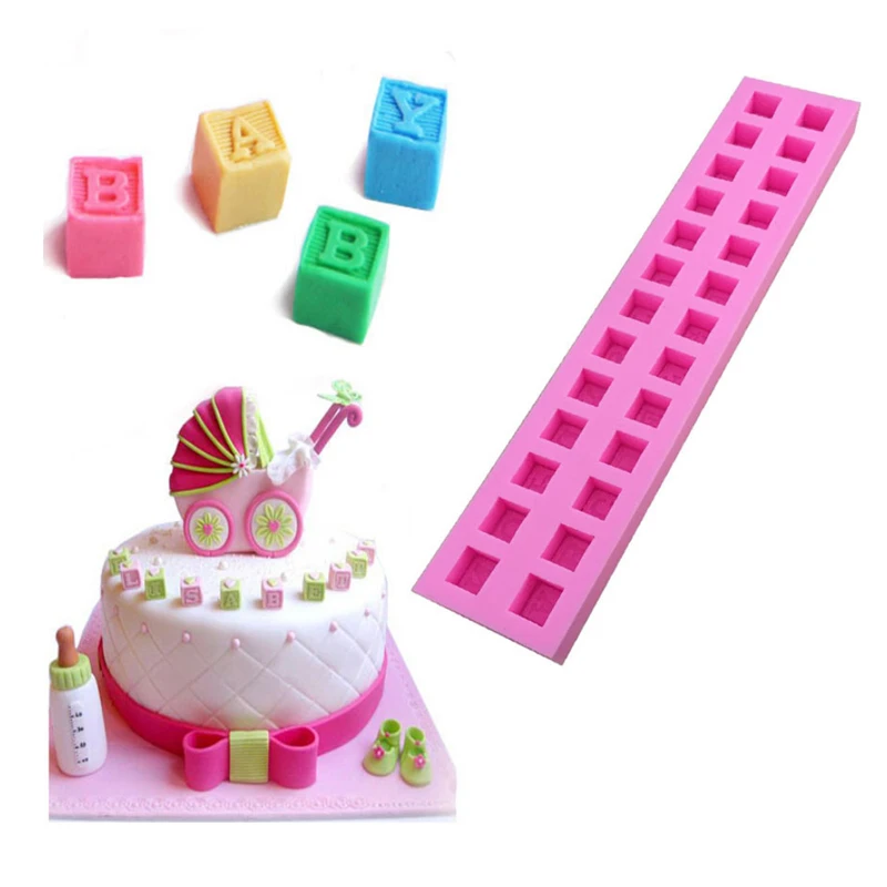 DIY большими лепестками роз Детские блочный Алфавит силиконовая форма для выпечки