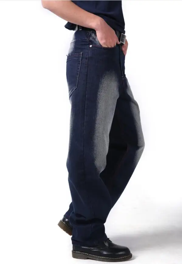 Men Biker Jeans Men Hip Hop Baggy Jeans Multi Pockets Loose Skateboard Pants Baggy Jeans Size 30-46