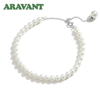 925 silver 8mm pearl charm bracelet for women wedding jewelry