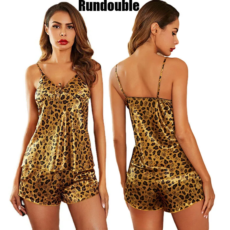 

Сезон весна; Новинка; Платье без рукавов размера плюс, женская одежда для сна, ночная сорочка с леопардовым принтом женская пижама льда шелк...