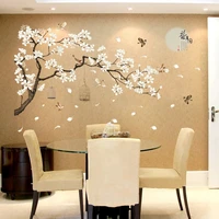 chinese style large size tree wall stickers bird flower home decor wallpaper living room bedroom diy room decoration
