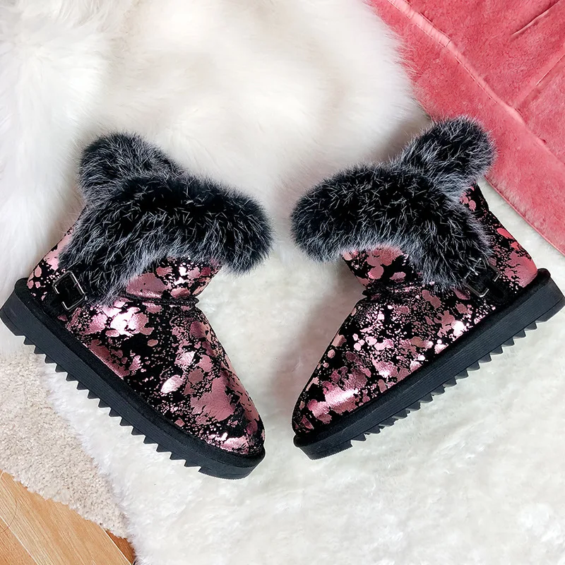 Женские ботинки зимние женские ботильоны на плоской подошве с коротким плюшем и