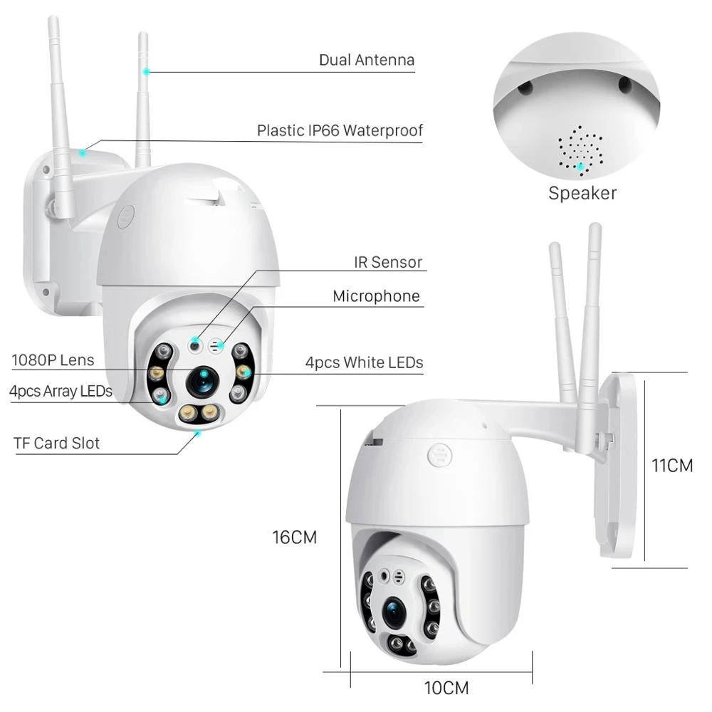 

Tuya WIFI Wireless Security Outdoor 1920*1080P Full HD 2MP Motion Detection Two Way Audio Auto Tracking WIFI Pan Tilt Camera