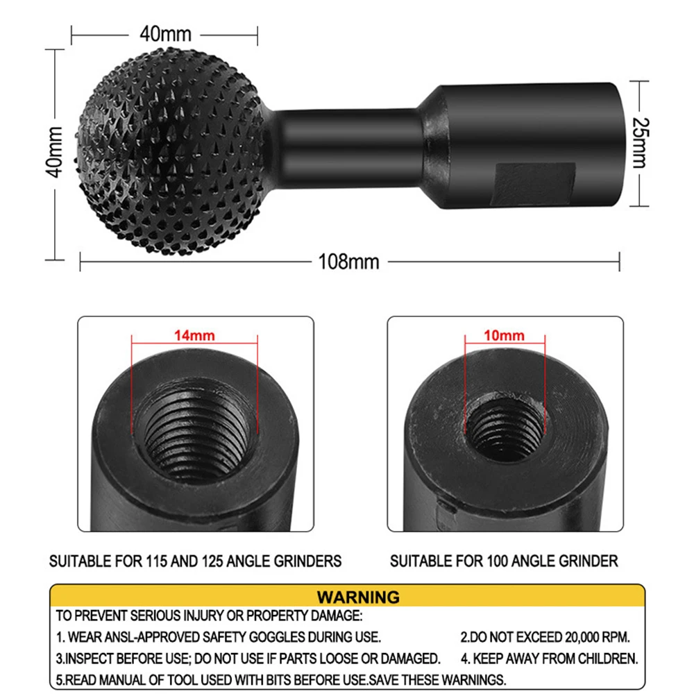 

Spherical Rotary Burr Wood Carving Polishing Engraving Drilling Bits Grinding Head Spherical Grinding Head Rotary File
