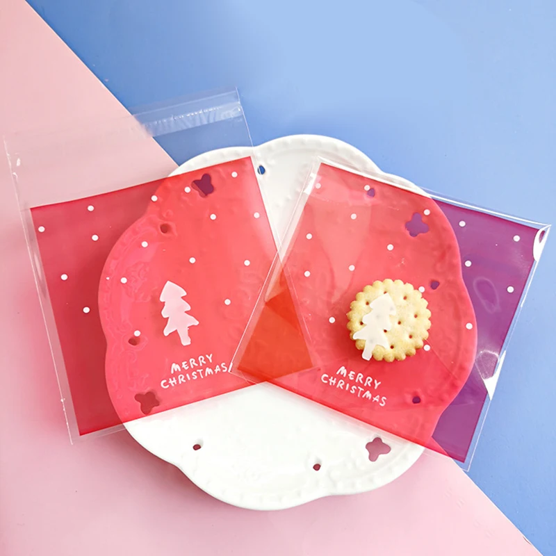 Самоклеящиеся рождественские пакеты для печенья конфет сладостей подарочные