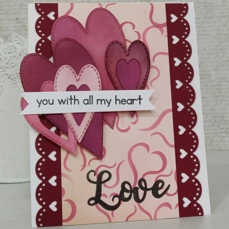 Новинка 2021 г. многослойные металлические Вырубные штампы с рамкой в форме сердца