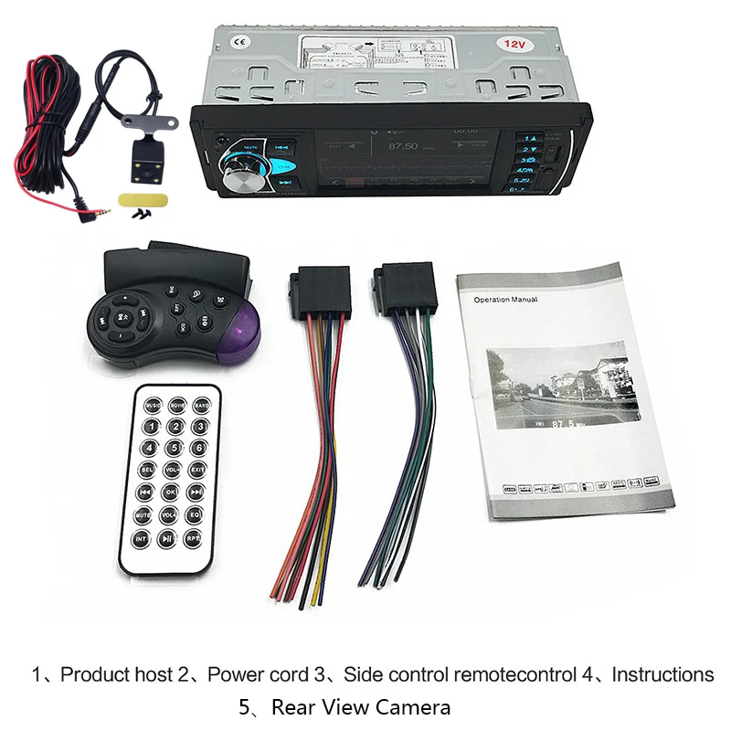 With 4 LED Camera Автомагнитола 1 din 4,1 дюймов зеркало заднего вида монитор камеры Mp5 Авторадио fm-радио AUX Bluetooth 4,0 с дистанционным управлением - Цвет: With 4 LED Camera