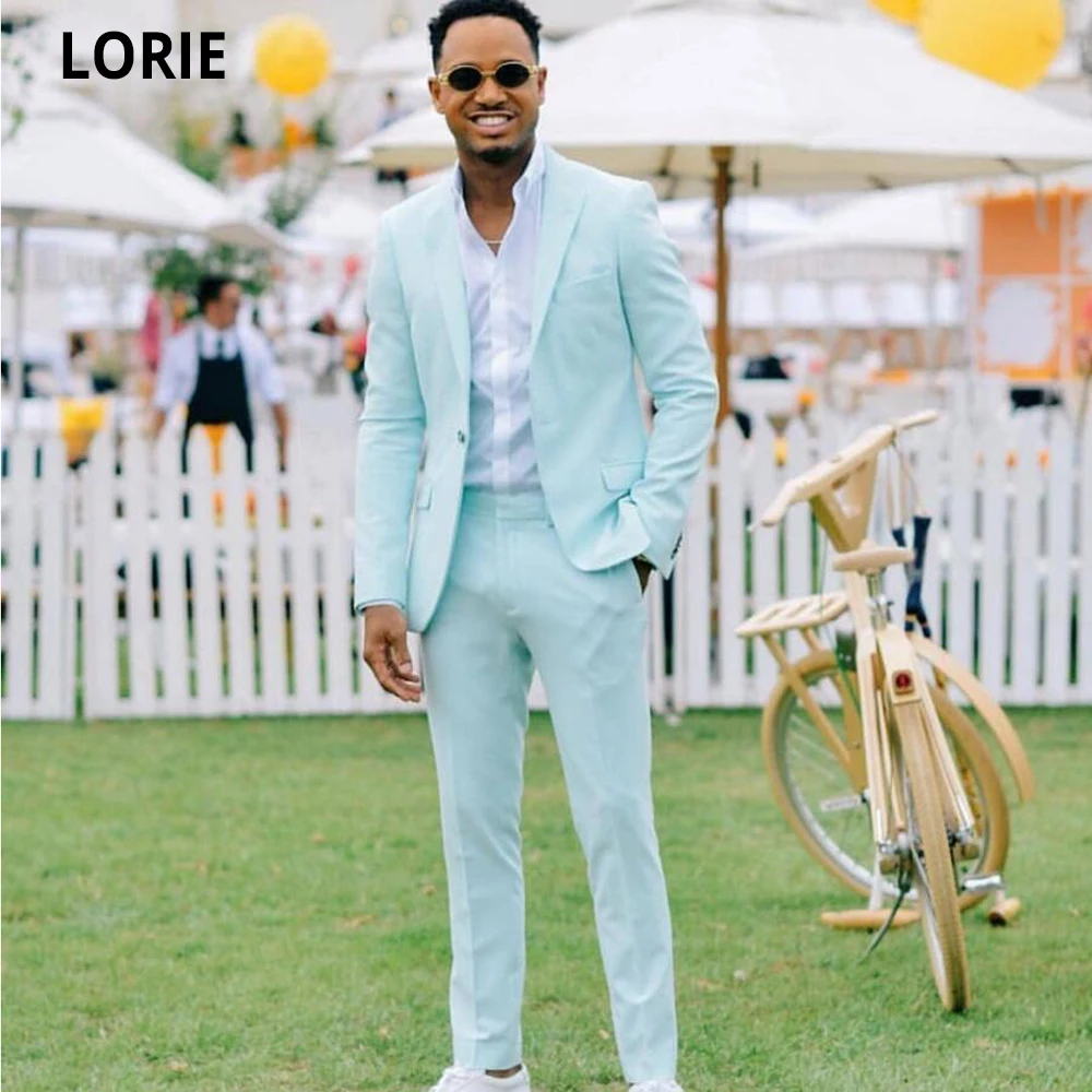 

Костюм LORIE Tailor-made, мятно-зеленый мужской костюм, блейзер для вечеринки, выпускной, 2 шт., куртка с брюками, свадебные костюмы для жениха, мужски...