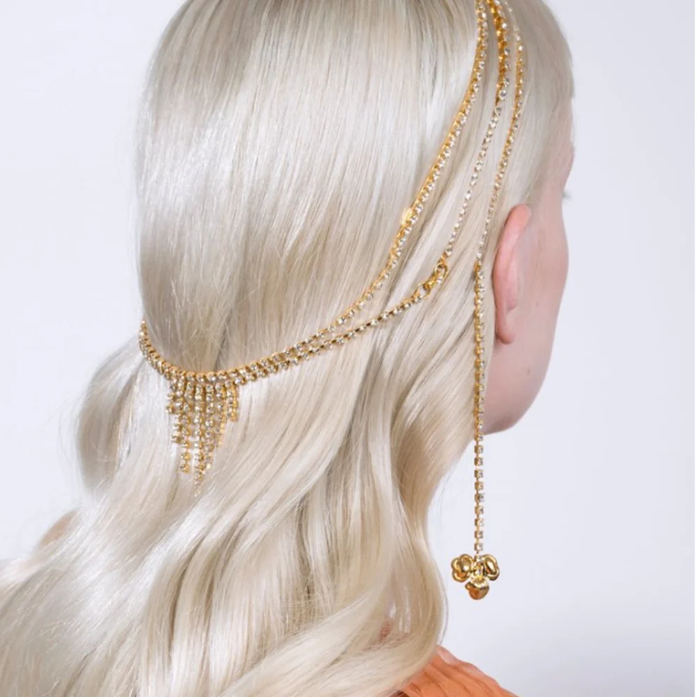 Элегантные стразы повязки на голову с кисточками для девочек свадебная тиара