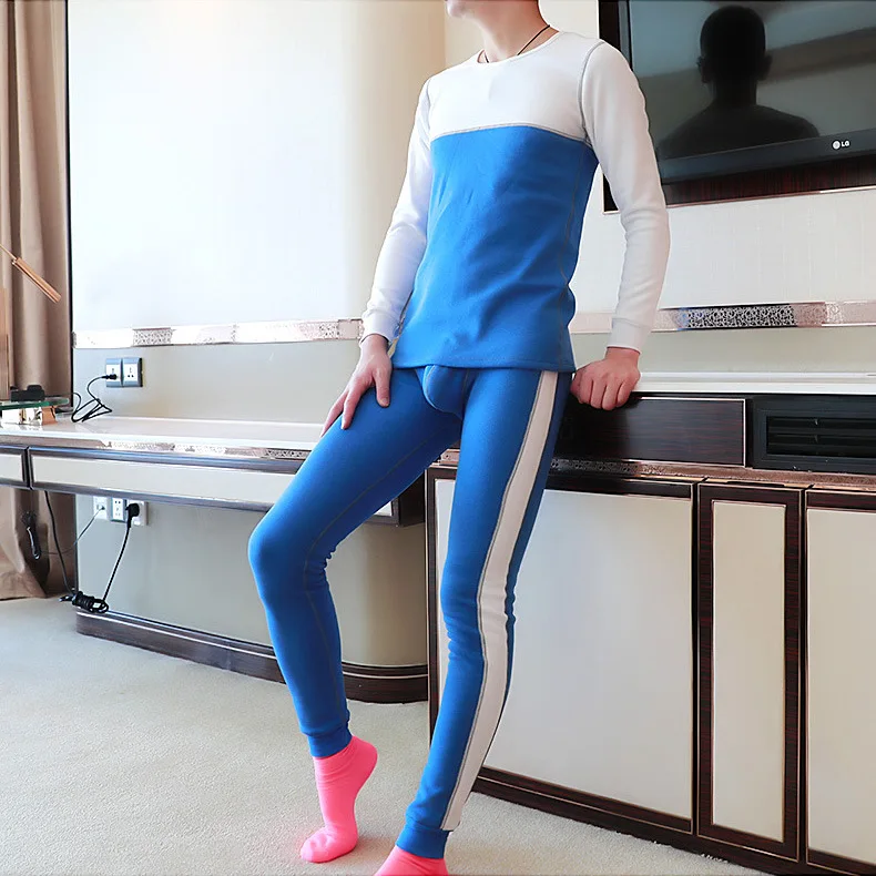 Мужские пикантные хлопковые кальсоны с низкой посадкой однотонные термотрусы