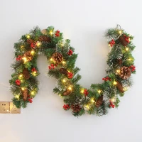 christmas pvc garland pine needles mixed with white and red fruit 2 7 meters decorative rattan european fireplace decoration