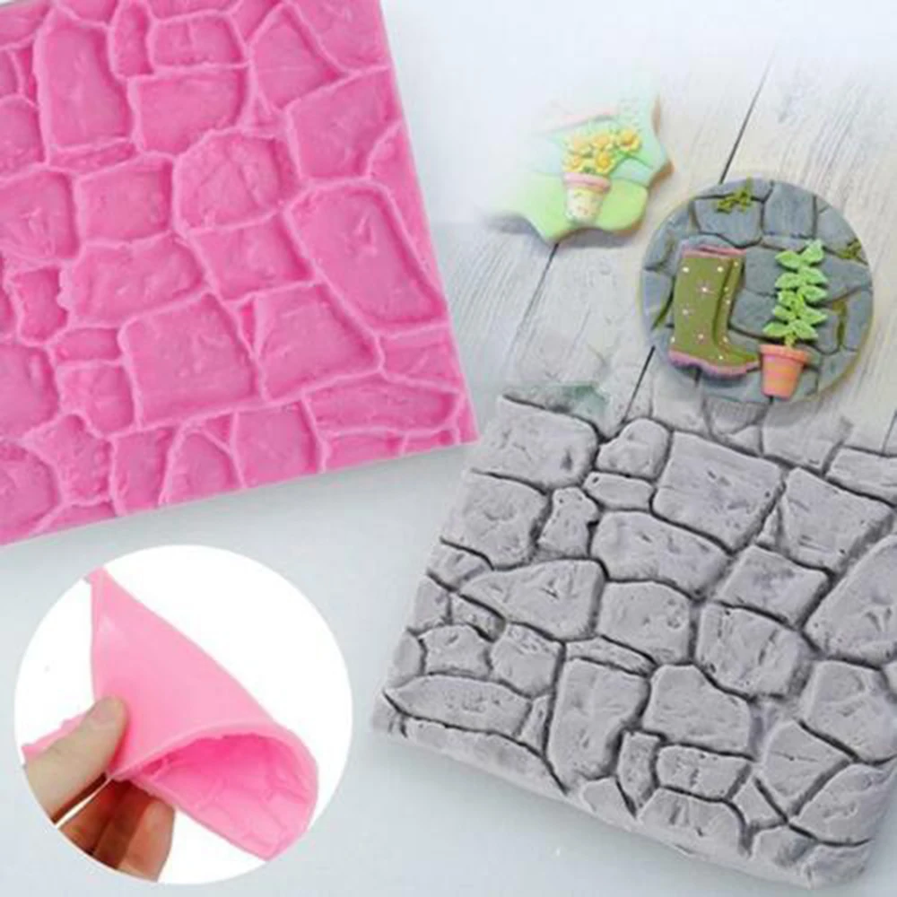 Новый Cobble Stone Wall Line форма зерна силикон печать текстура коврик из сахара