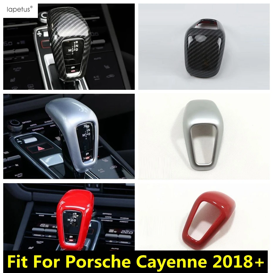 

Carbon Fiber Look / Red Accessories For Porsche Cayenne 2018 - 2022 ABS Sport Stalls Print Gear Shift Decor Knob Cover Kit Trim