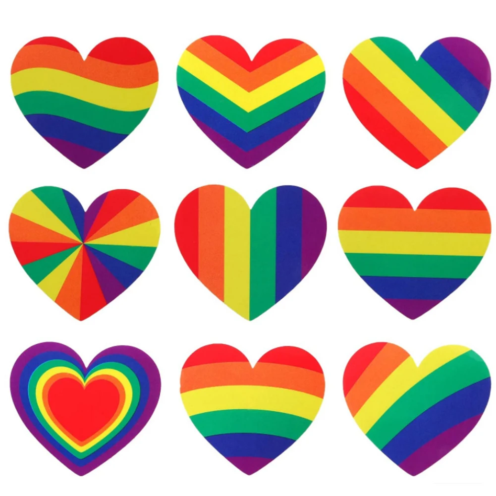 500 шт./рулон блеск гей наклейки Любовь Радуга в форме сердца этикетки для ко Дню