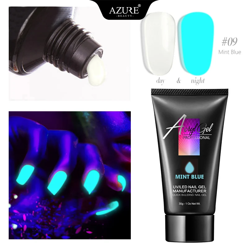 Azure beauty 30 г набор гелей для наращивания ногтей с кристаллами, светодиодный Гель-лак для ногтей, Прозрачный Гель-лак для наращивания ногтей, инструменты для накладных ногтей - Цвет: Fluorescent Extend