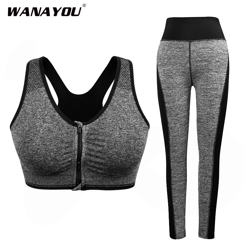 WANAYOU 2 шт. для женщин костюм занятия йогой Фитнес Спортивный бюстгальтер + штаны