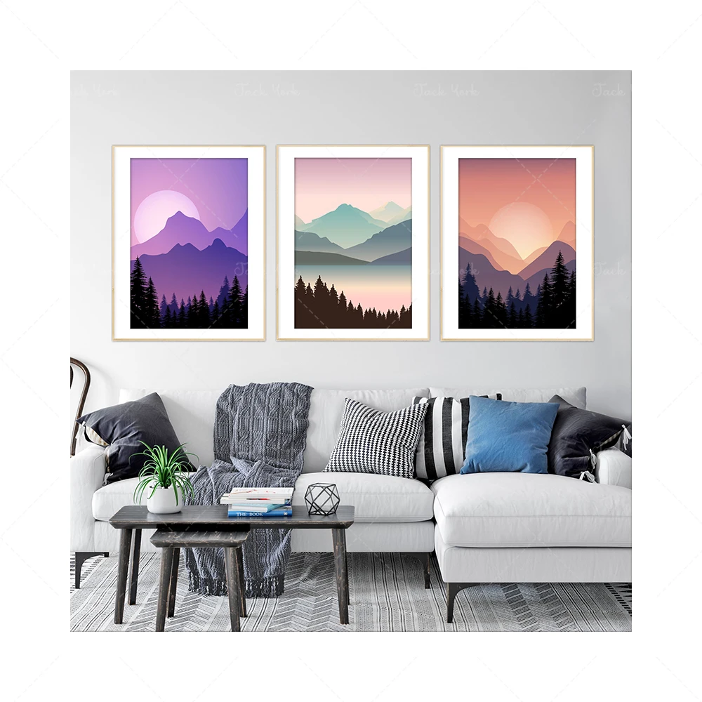 

Nordic Mountain Landscape Set, Abstract Landscape Set, Scandinavian Landscape Art, Mid Century Nordic Panorama, Modern Scenery
