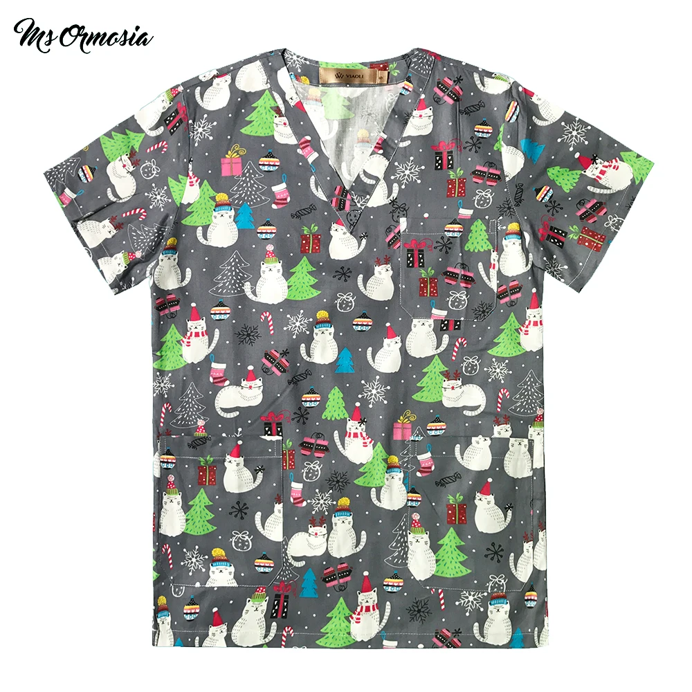 Новая серая хлопковая Униформа с цветочным принтом в виде животных униформа для