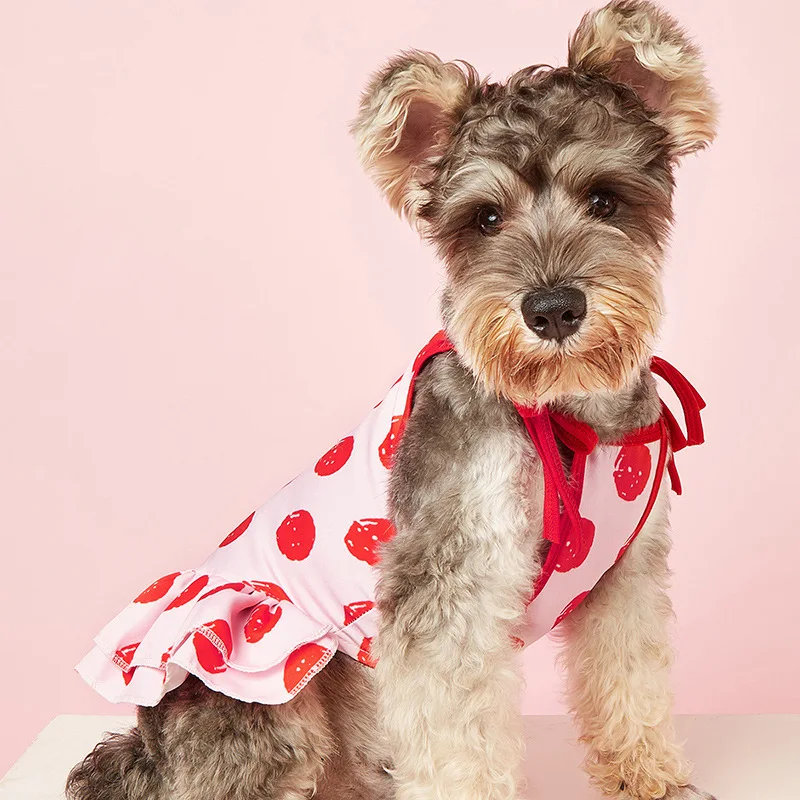 

Dog Dress Cute Dots Print Dresses for Small Dogs Sling Puppy Dress Polyester Breathable Dog Clothes Summer Pet Clothes