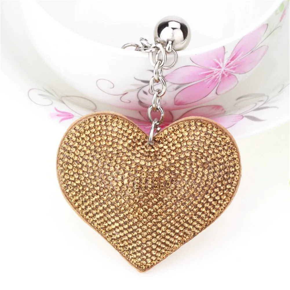 

Heart-shaped Keychain Tassel Keychain Metal Crystal Keychain Key Ring Girl Rhinestone Charm Bag Car Pendant Jewelry Gift