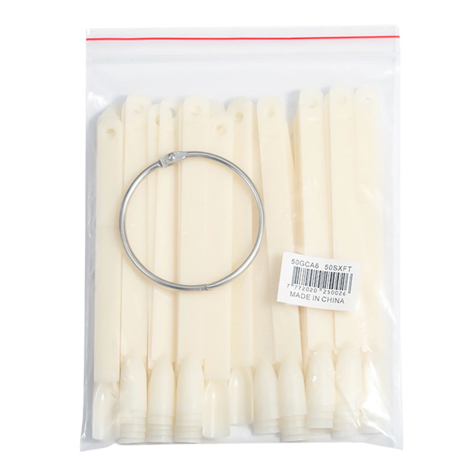 

50pcs False Nail Swatches Sticks Nail Polish Practice Display Art Tips Nail Sample Sticks with Metal Splits Ring