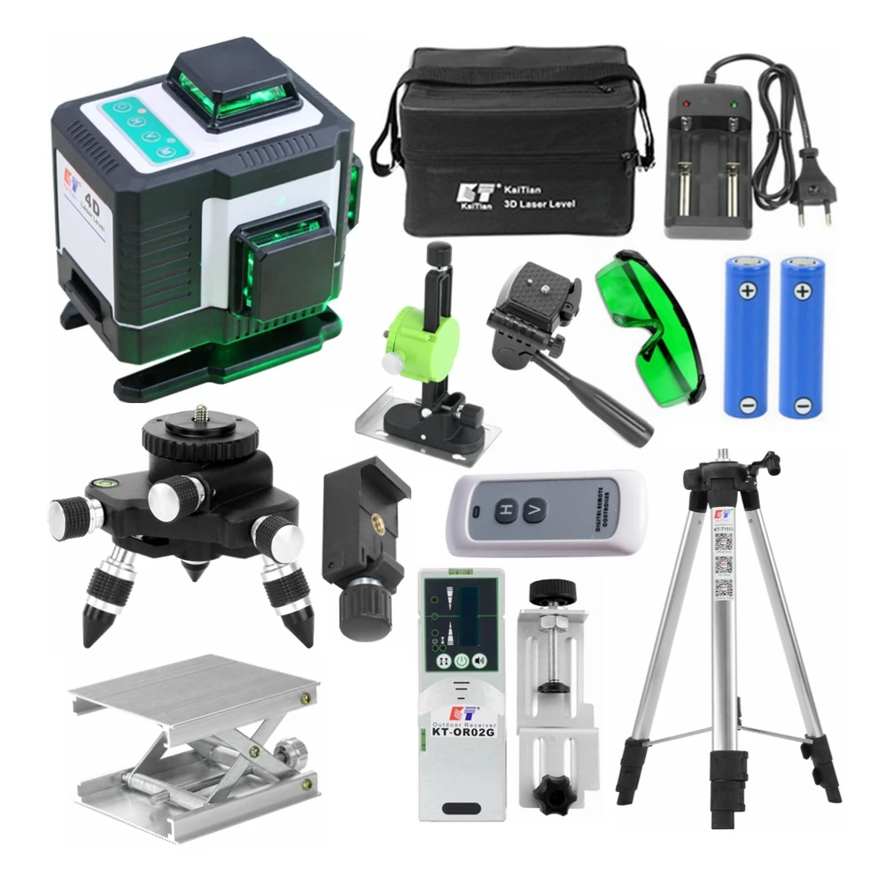 

Kaitian 16 Lines Level Laser Tripod Electronic Automatic 360 Horizontal&Vertical Cross Super Powerful Green Laser Level Receiver