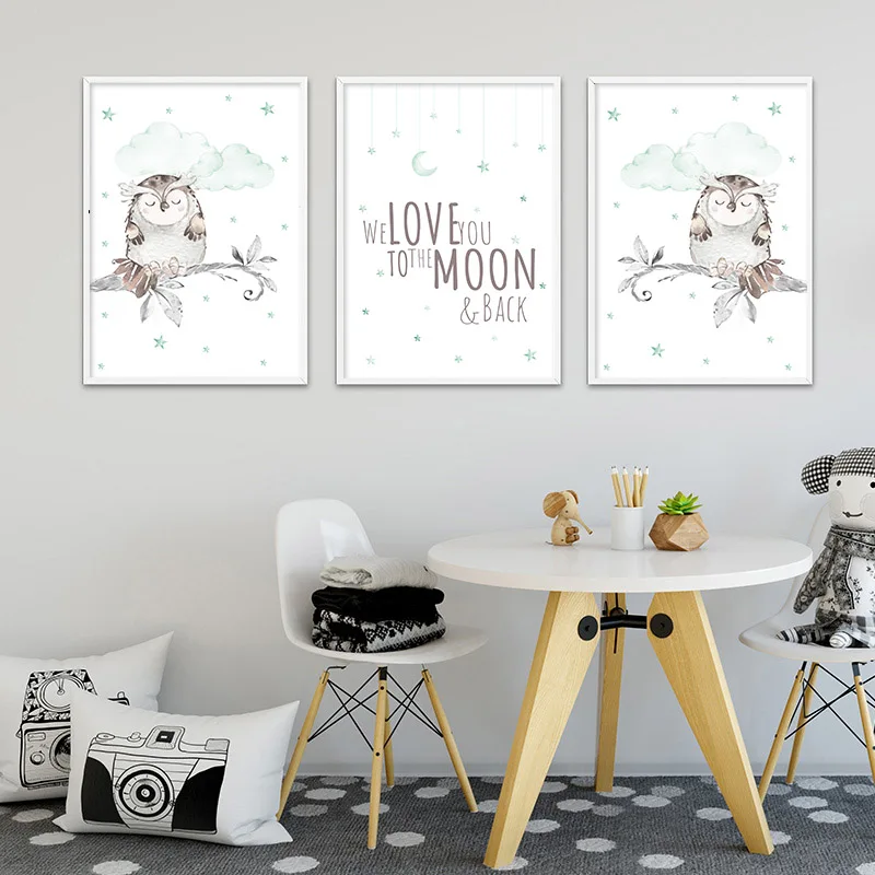 Лесной животный Сова детский постер художественный холст печать декоративная