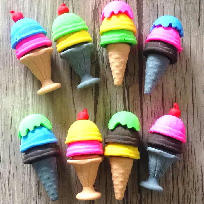 

1pcs/lot Kawaii Erasers For Kids Ice Cream Shape Rubber Cute Eraser Pencil School Supplies Students Gifts