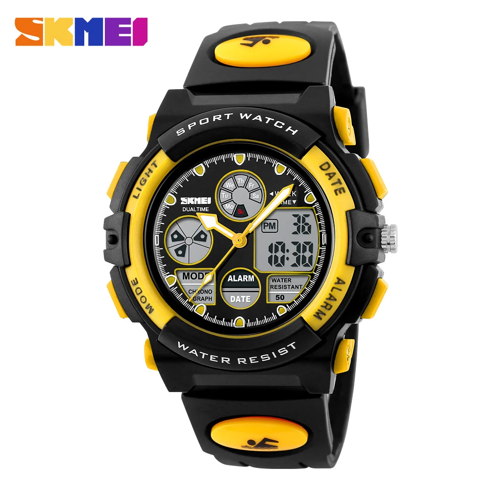 Yellow Watch SKMEI детские часы светодиодный цифровые часы детские спортивные водонепроницаемые военные модные часы для девочек и мальчиков наручные часы Montre Enfant - Цвет: Yellow Watch