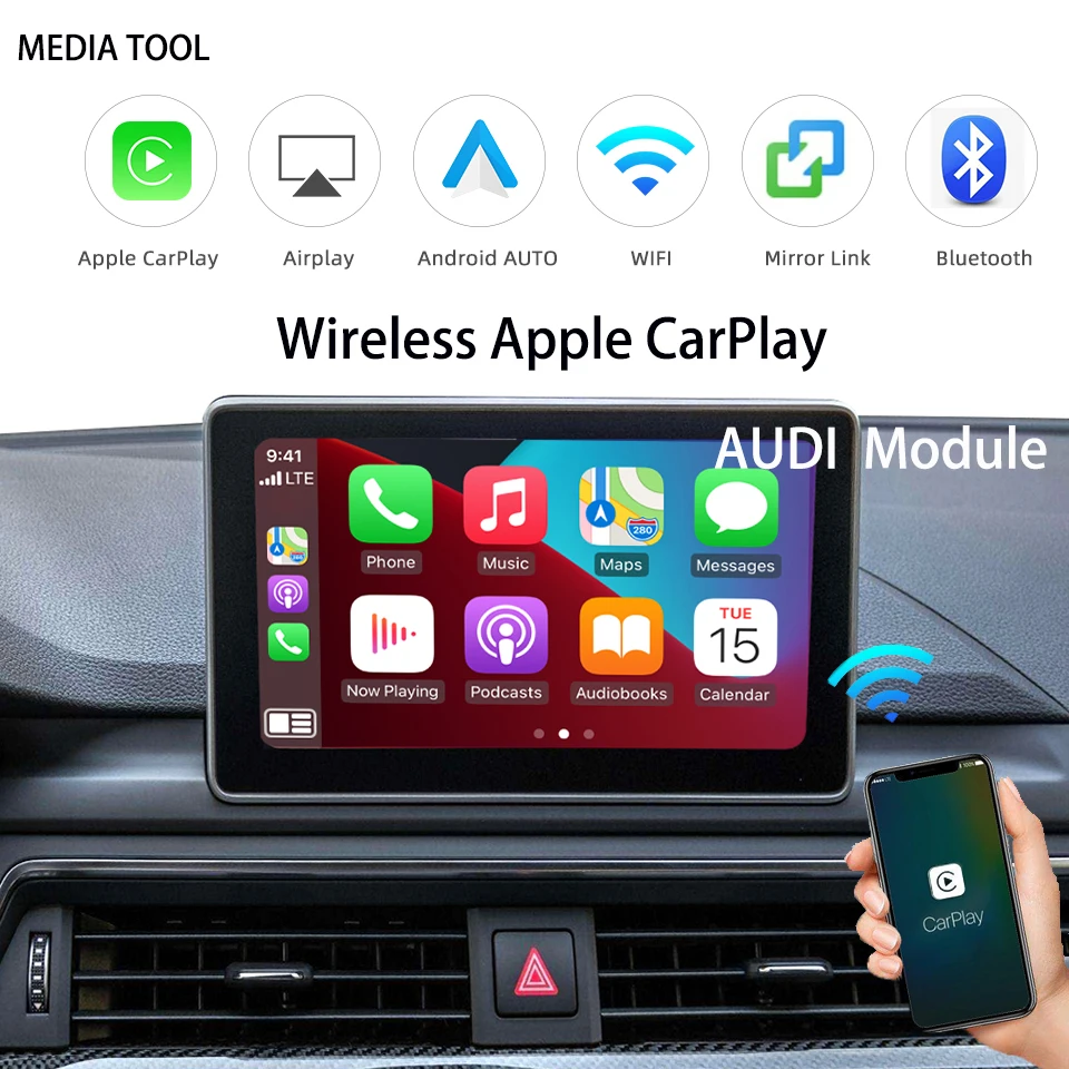 Wireless Apple CarPlay Interface for AUDI A1 Q2 A3 Q3 A4 A5 S5 Q5 A6 A7 Q7 A8 B9 MMI MIB AMI Car Play Android Auto Phone Mirror