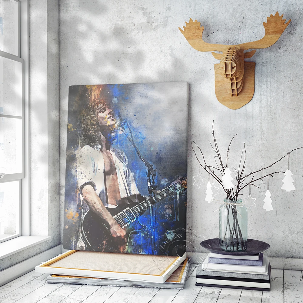 

Rock Musician Peter Frampton Canvas Painting Poster, Music Singer Peter Watercolour Art Prints, Vintage Art Decor Wall Picture