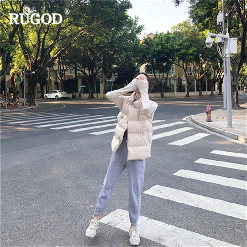 Повседневный однотонный двубортный хлопковый жилет RUGOD женский ветрозащитный