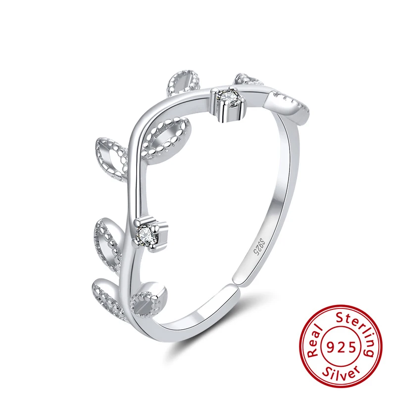 ORSA JEWELS Настоящее серебро 925 регулируемые кольца Для женщин Лист Форма 4 стиль по желанию Зеленая прозрачная AAAA фианит несколько колец ювелирные изделия SR143 - Цвет камня: SR143-P-W