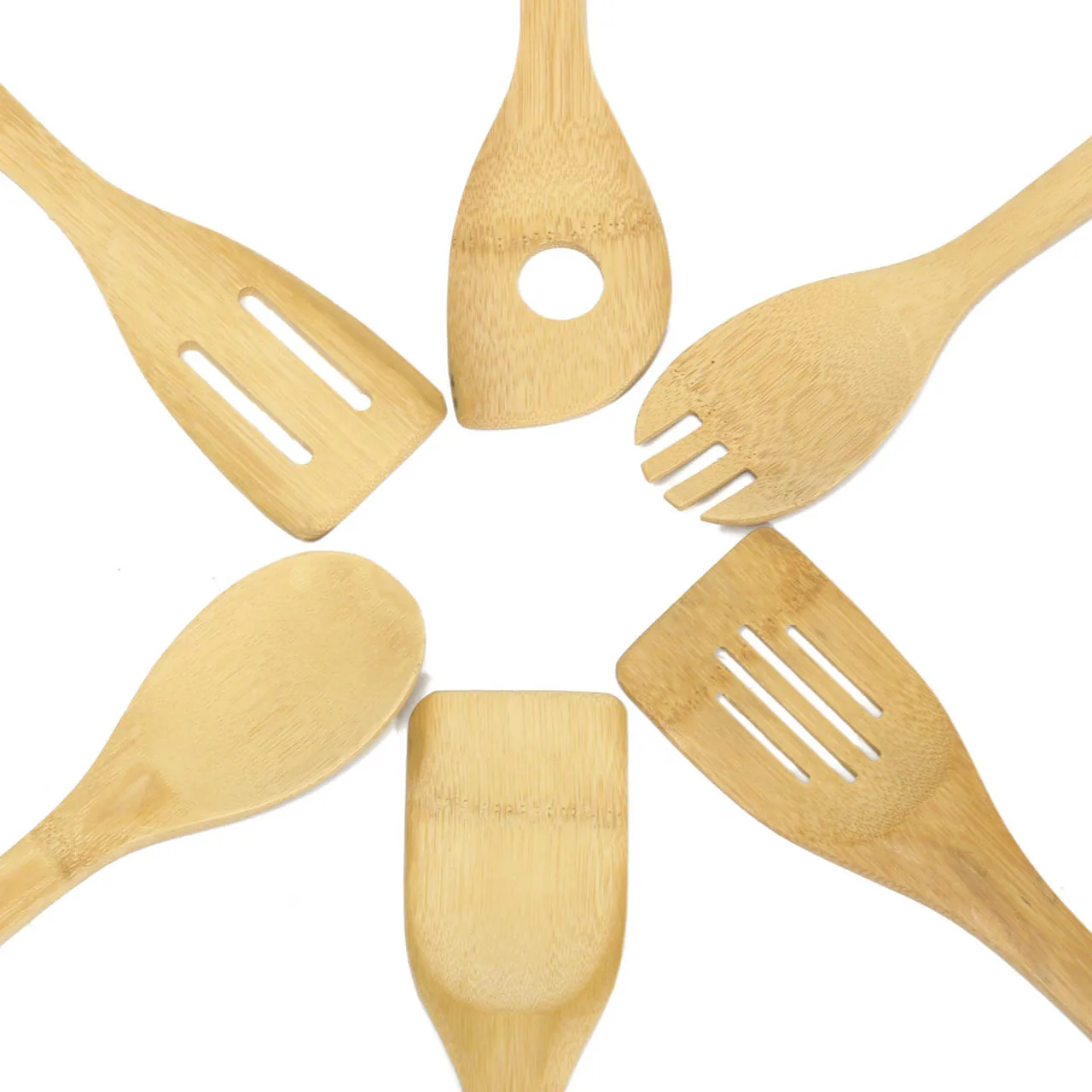 

High Quality 6 Pieces Bamboo Spoon Spatula Mixing Set Utensil Kitchen Wooden Cooking Tool For Home Cooking [3]