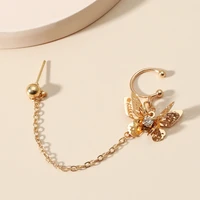 origin summer fashion gold color metal butterfly clip earring for women exquisite hollow rhinestone earring jewelry pendientes