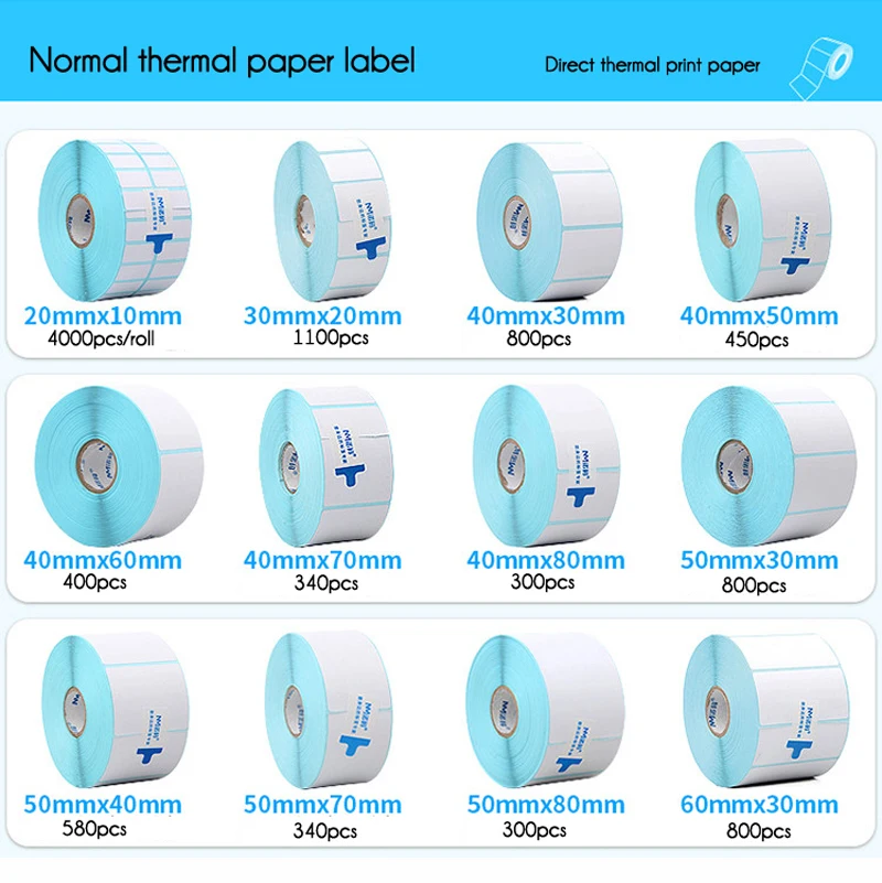 

20 30 40 50MM WIDTH Blank White Direct Print Thermal Paper Sticker for Bar code Label Price Tag in Roll