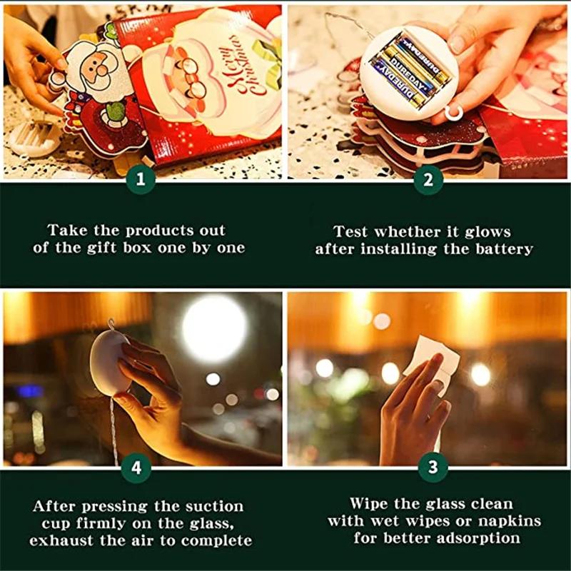 Рождественские светодиодные фонари для украшения окон в форме Санта-Клауса