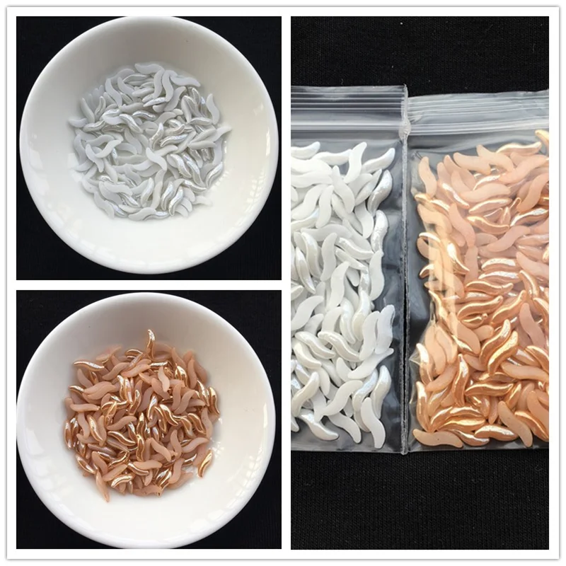 

10g/pag 2*9mm White/Golden Color S-Shape Flatback Ceramic Hotfix Rhinestone Polymer Clay Hot Fix Strass Diamond Stones Iron-On