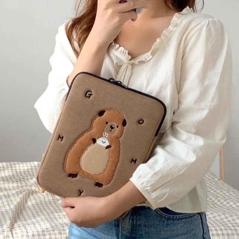 Tablet Case Laptop Bag For Mac Ipad Pro 9.7 10.2 air1234 huawei matepro 11 12 13Inch Cartoon Bear Ins Sleeve Inner Bag Pouch