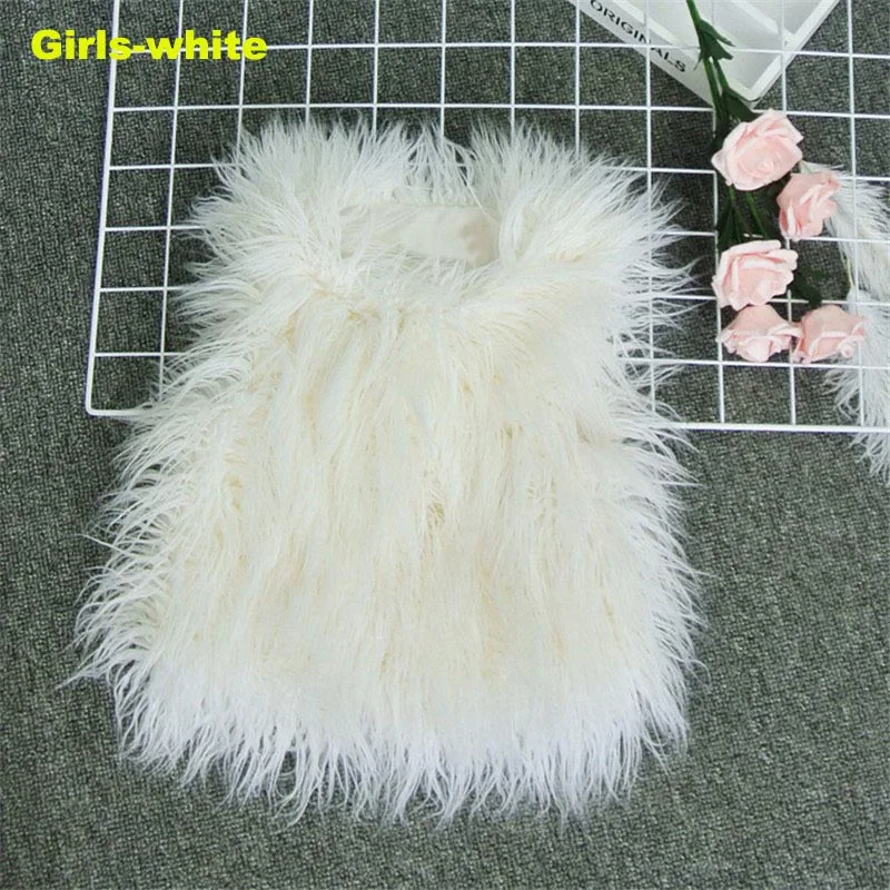 girlswhite Коллекция года, одежда для мамы и дочки жилет из искусственного меха осенне-зимнее пушистое пальто без рукавов, модное повседневное плотное теплое пальто - Цвет: girlswhite