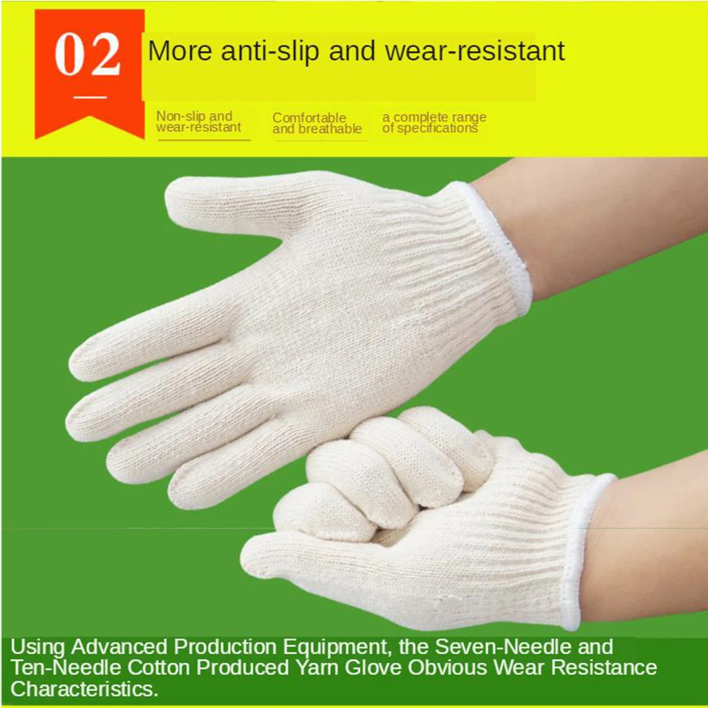 

12 Pairs White Cotton Gloves - Knit Gloves, Heavy Duty Glove Liner for