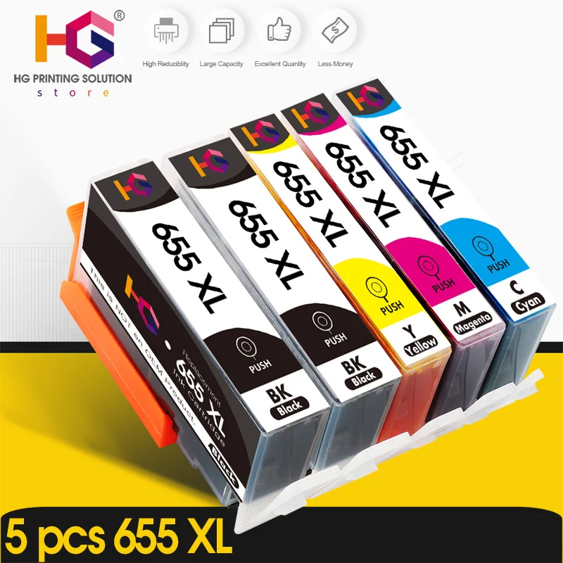 Картридж с черными чернилами совместимый HP 655xl для hp 655 xl чипом принтера Deskjet 6520 6525