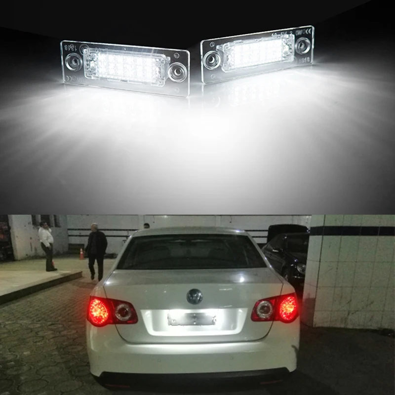 2Pcs 12V LED Canbus Car License Plate Light Lamps For VW Touran Golf Caddy Jetta MK5 T5 Passat Cimousint For SKODA Super B images - 6